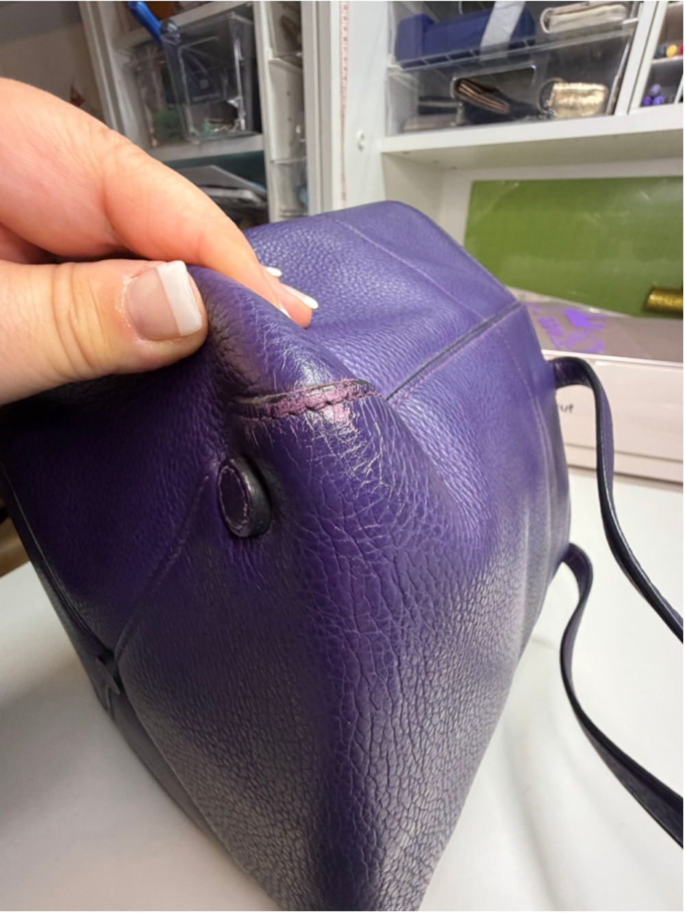 Women's Prada Leather Tote Bag One Size Purple - Picture 4 of 13